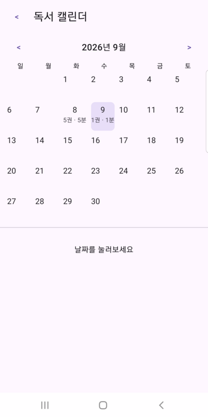 Reading calendar with per-day session records